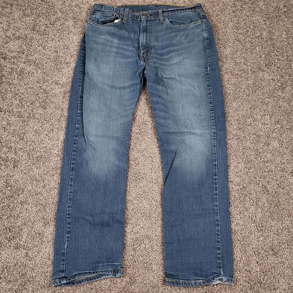Levi's 514 Straight Fit Jeans Mens 36x30 Fits 34x28 Blue Medium Wash Denim Stain